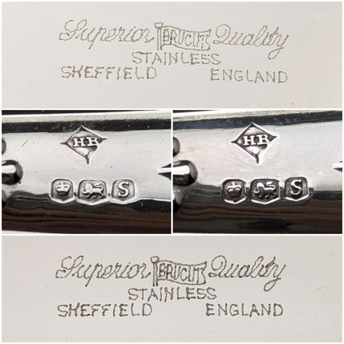 1960年 英国ヴィンテージ 純銀製ハンドル ケーキスライサー&ブレッドナイフ Harrison Brothers